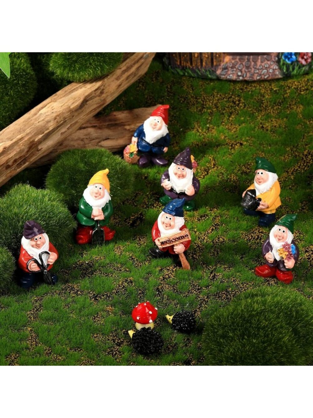 10 Pcs Fairy Garden Accessories Set - Mini Gnome Figurines, Hedgehog Statues